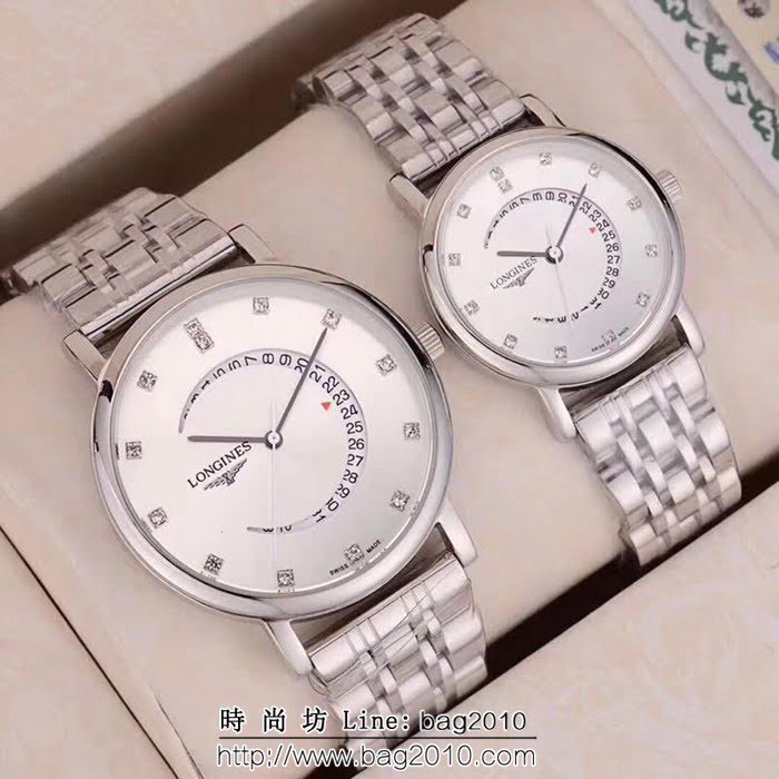 LONGINES浪琴 精鋼表殼 石英機芯 情侶對表 WSS0351